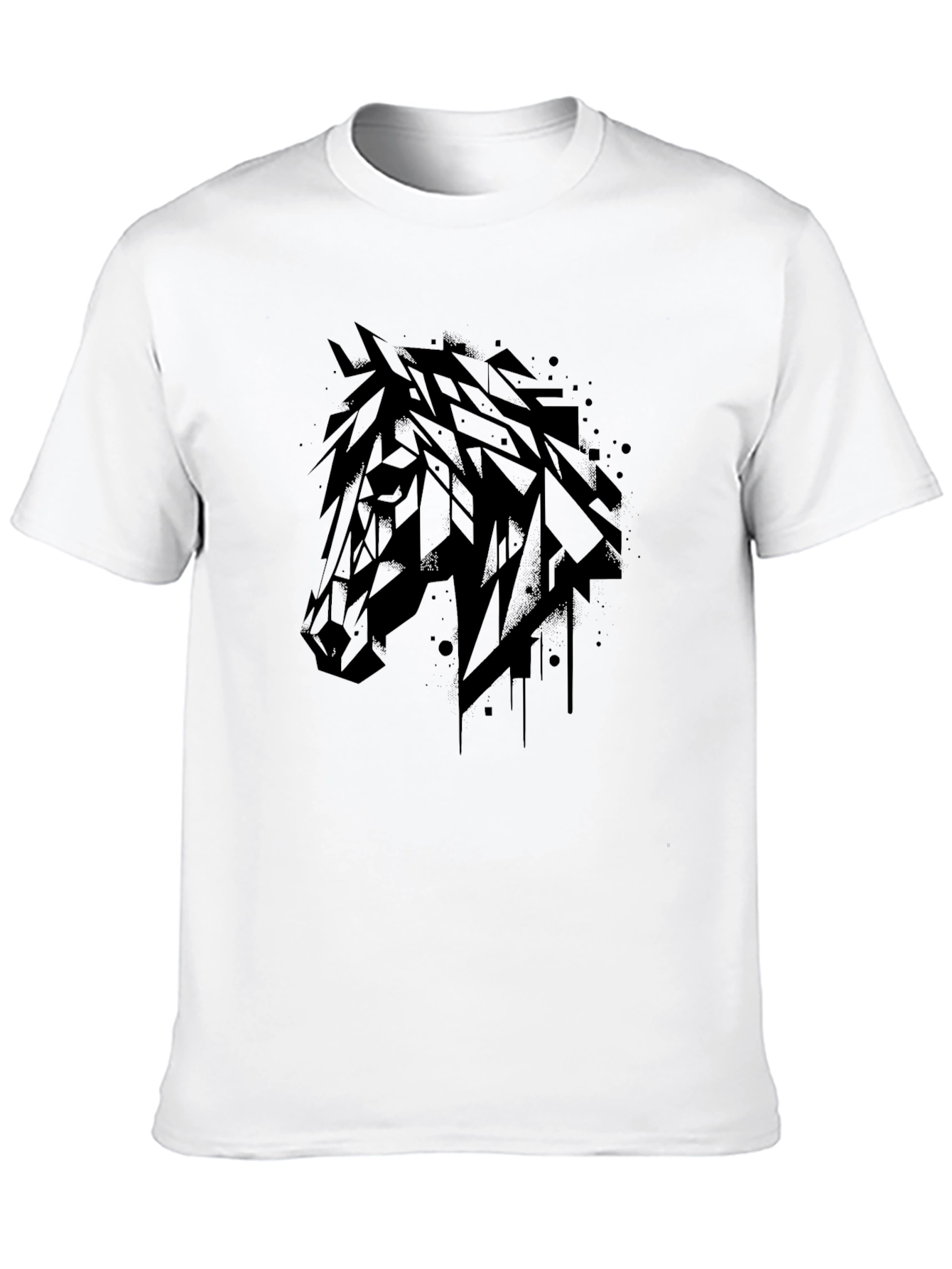 Abstract Horse Graphic T-Shirt - Mens Black Tee