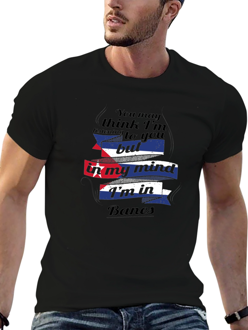 Banes Cuba Mind T-Shirt - Black Crew Neck Tee
