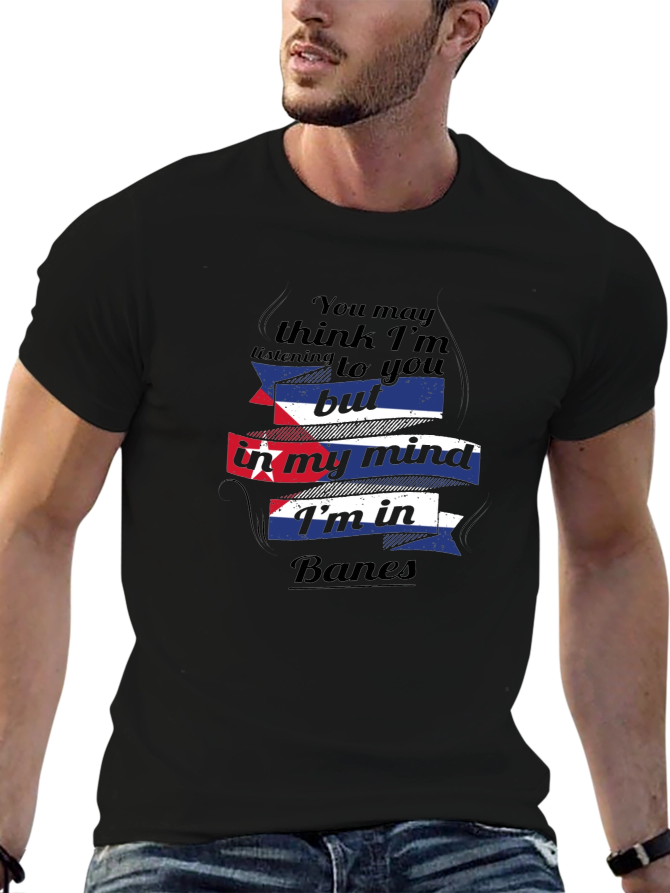 Banes Cuba Mind T-Shirt - Black Crew Neck Tee