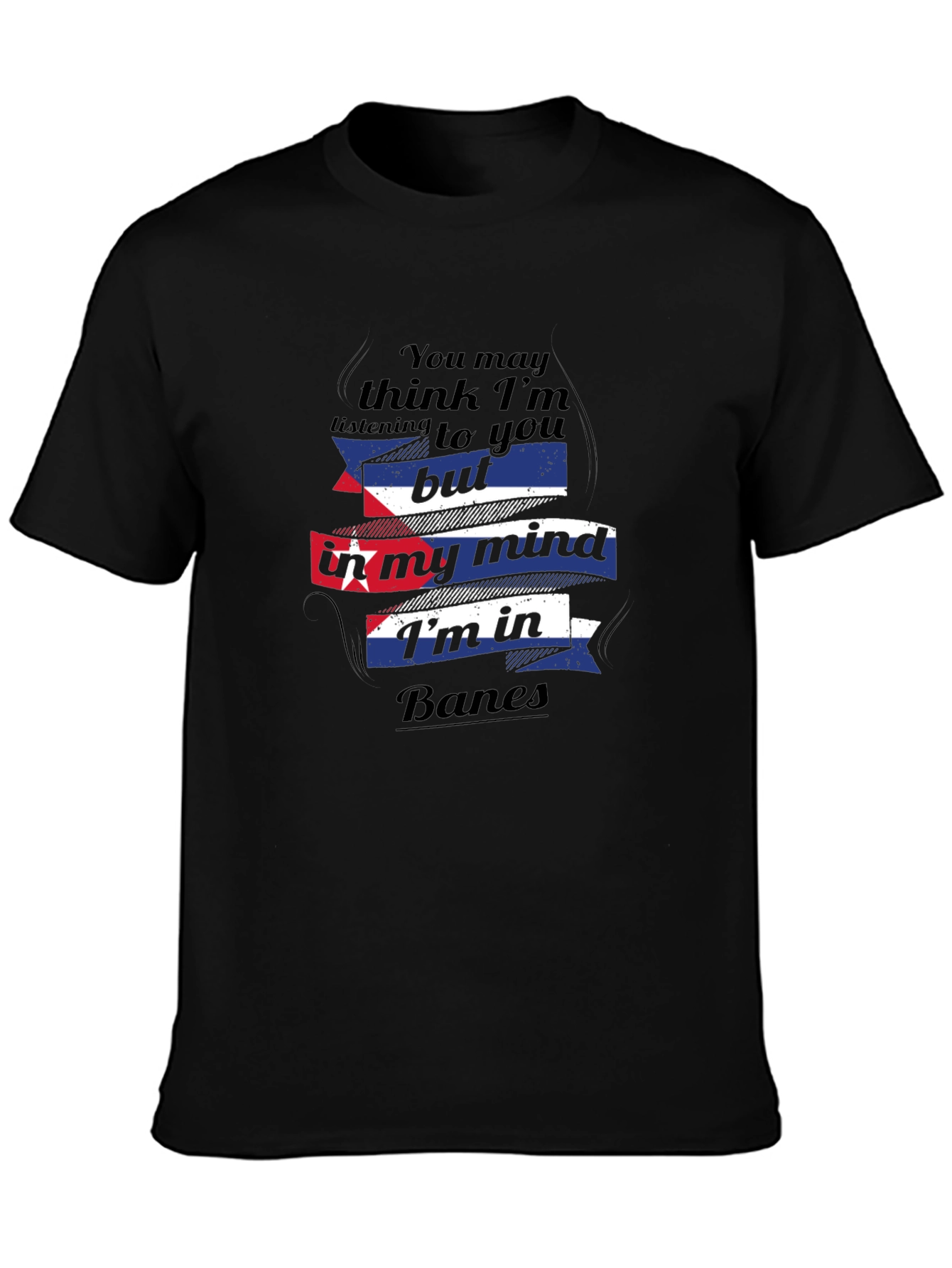 Banes Cuba Mind T-Shirt - Black Crew Neck Tee