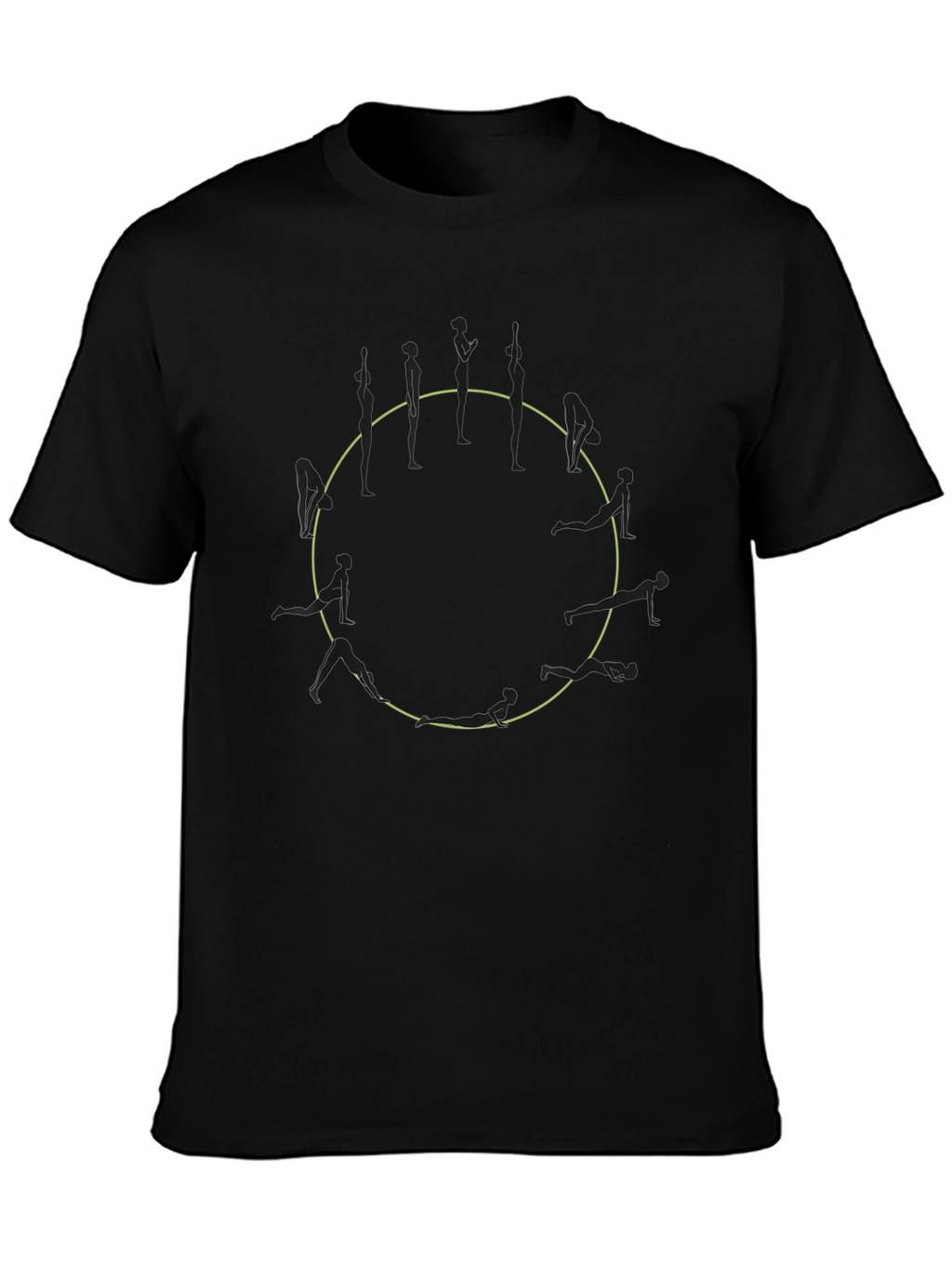 Yoga Poses Circle Graphic Black Tee
