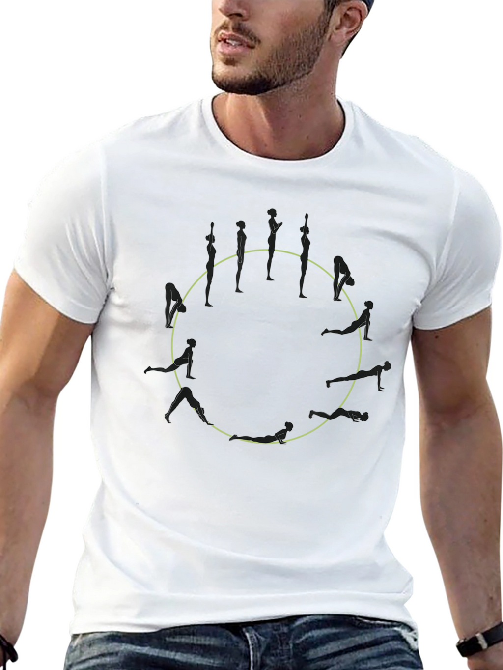 Yoga Poses Circle Graphic Black Tee