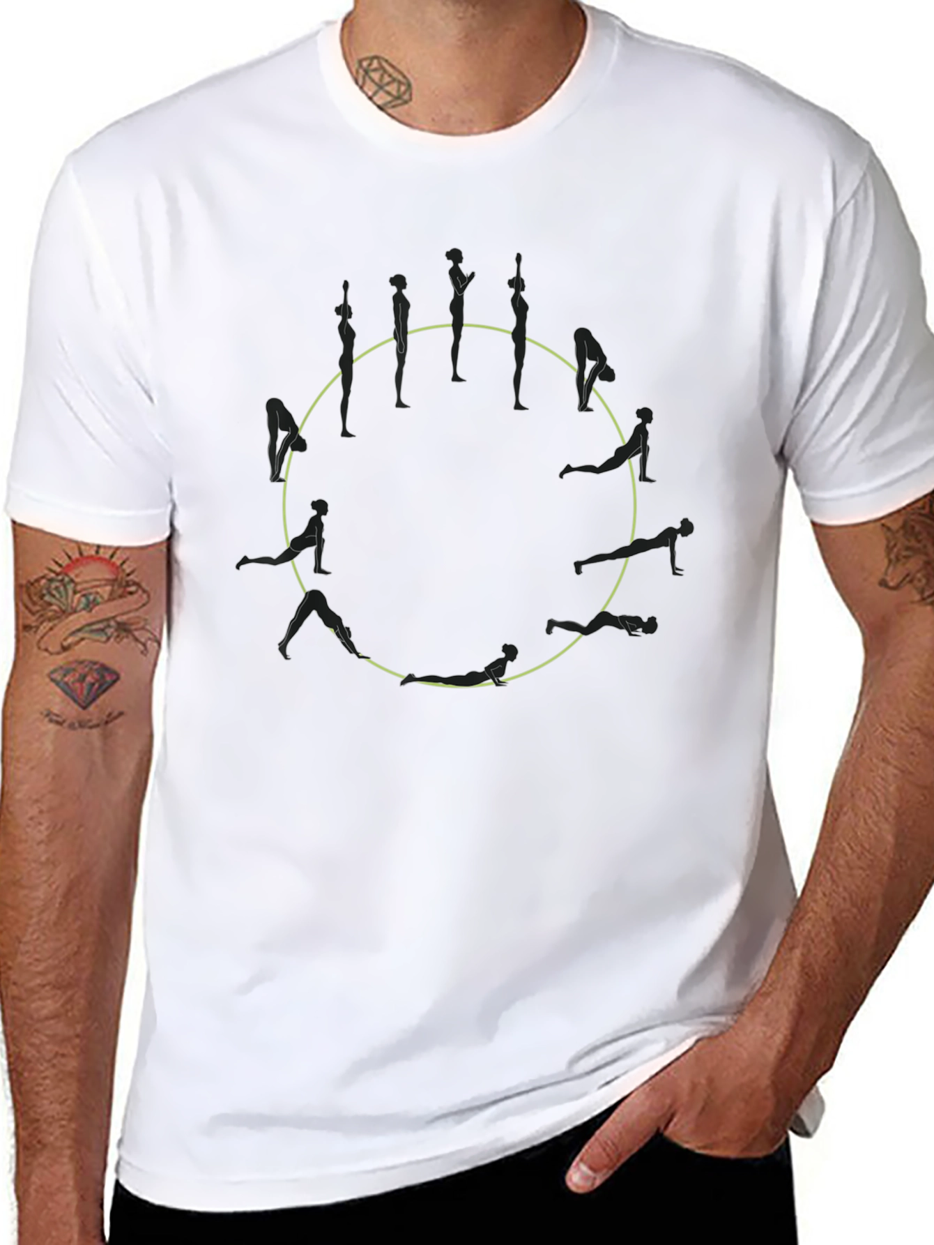 Yoga Poses Circle Graphic Black Tee