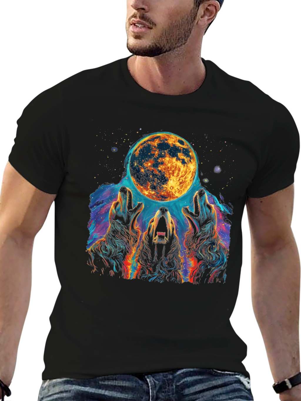 Wolf Moon Graphic Tee - Mens Black T-Shirt