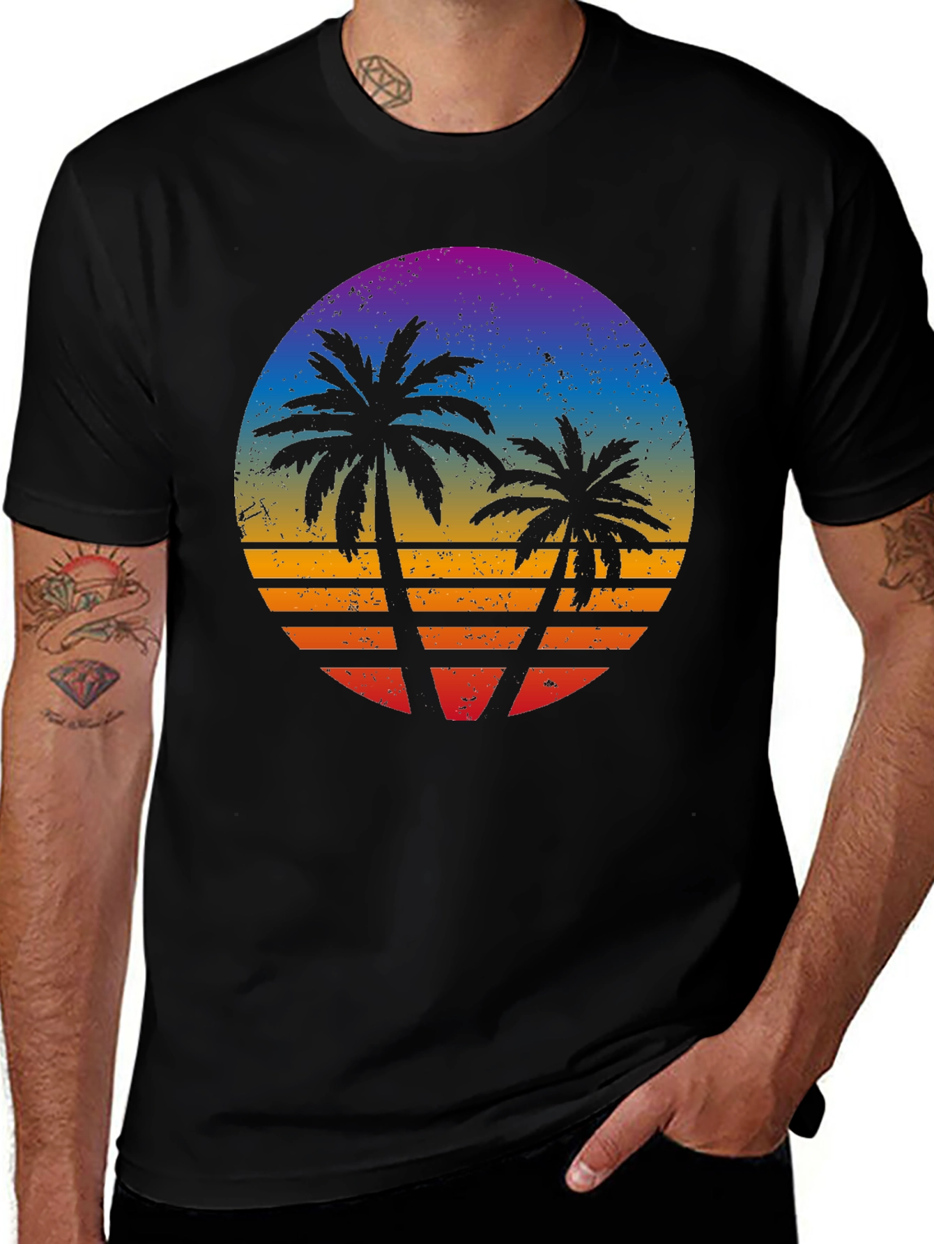 Retro Sunset Palm Tree T-Shirt