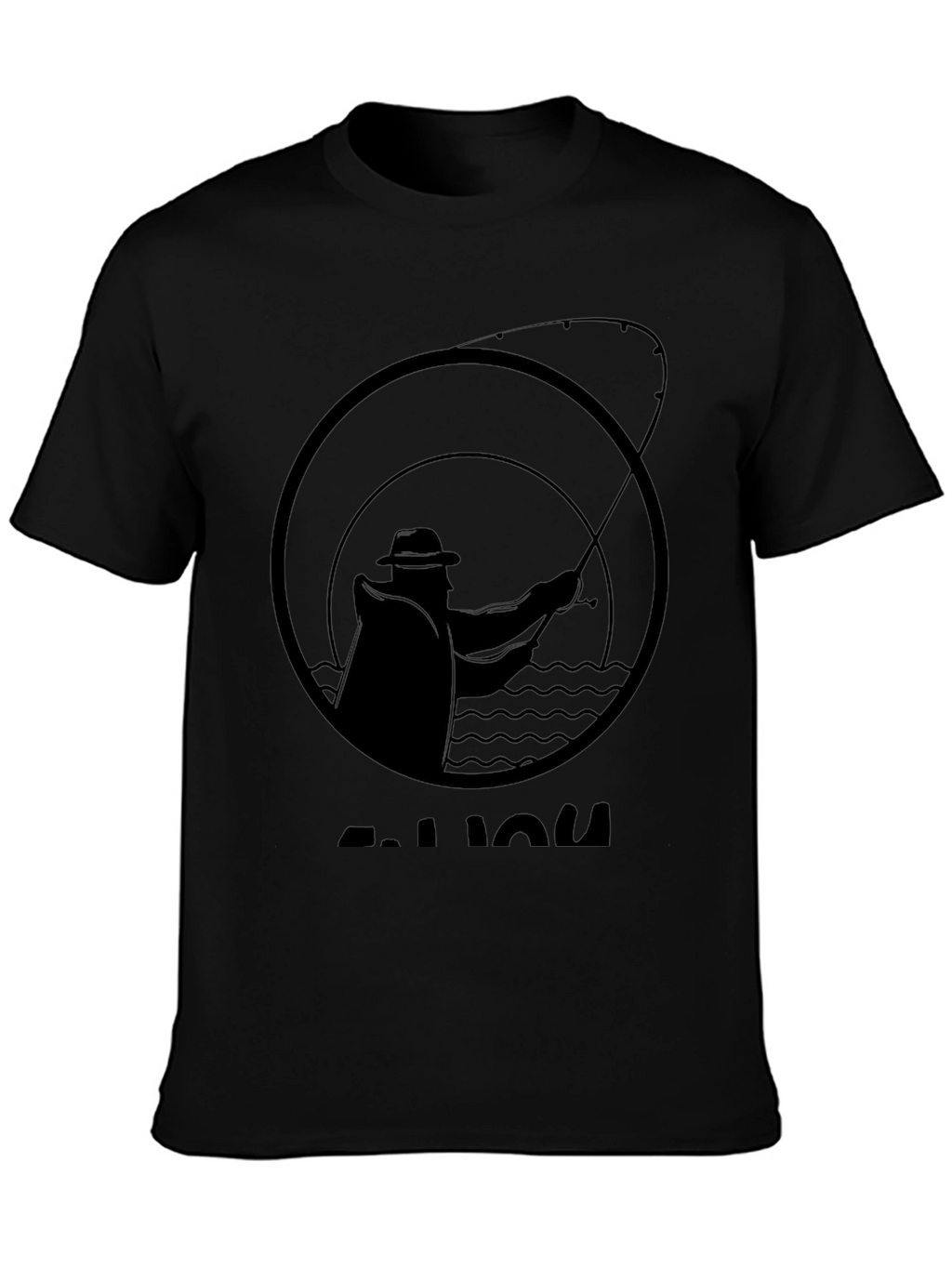 Fishing Silhouette Graphic Tee - Black