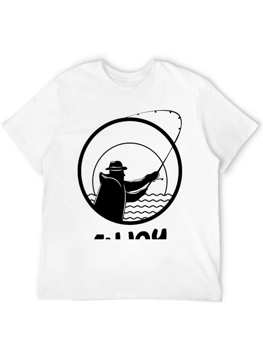 Fishing Silhouette Graphic Tee - Black