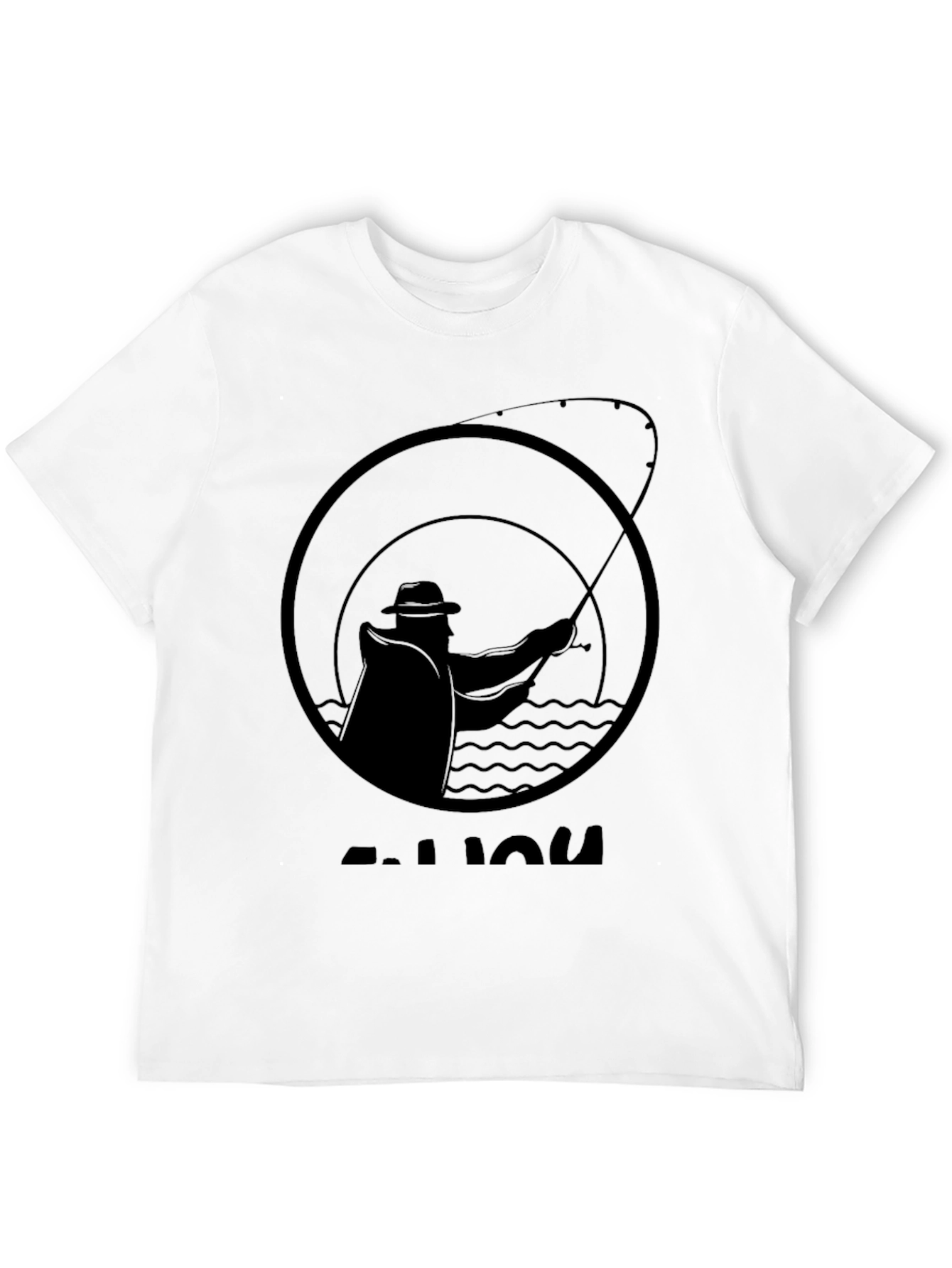 Fishing Silhouette Graphic Tee - Black