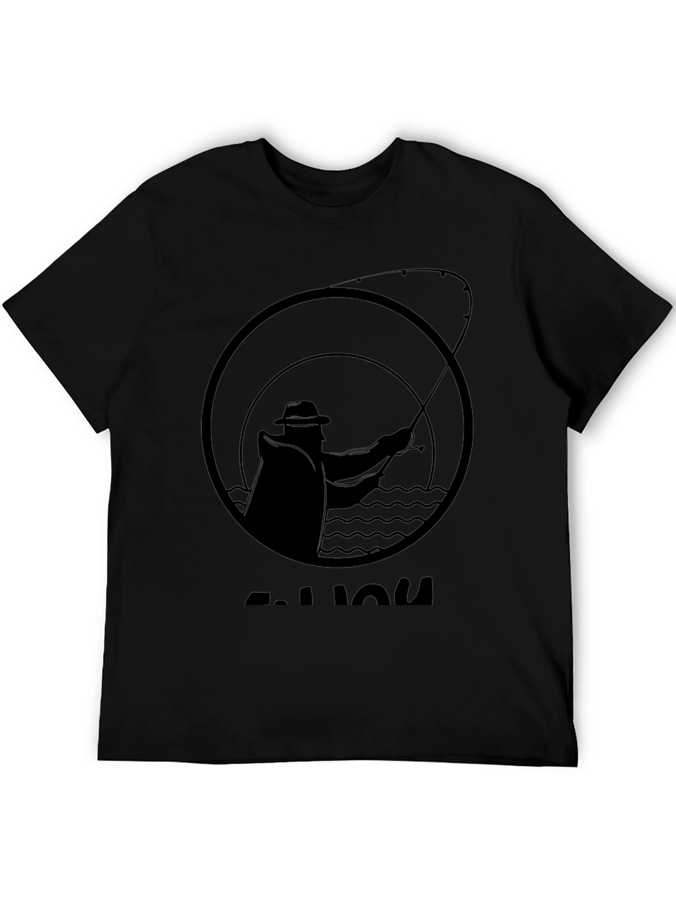 Fishing Silhouette Graphic Tee - Black