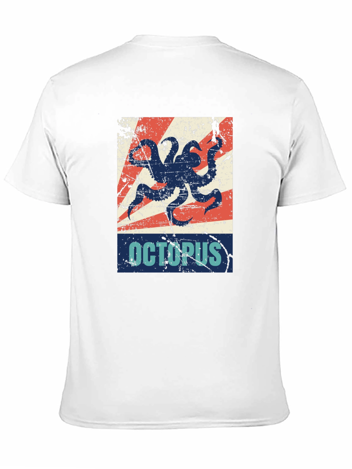 Distressed Octopus Graphic T-Shirt - Mens Black Tee