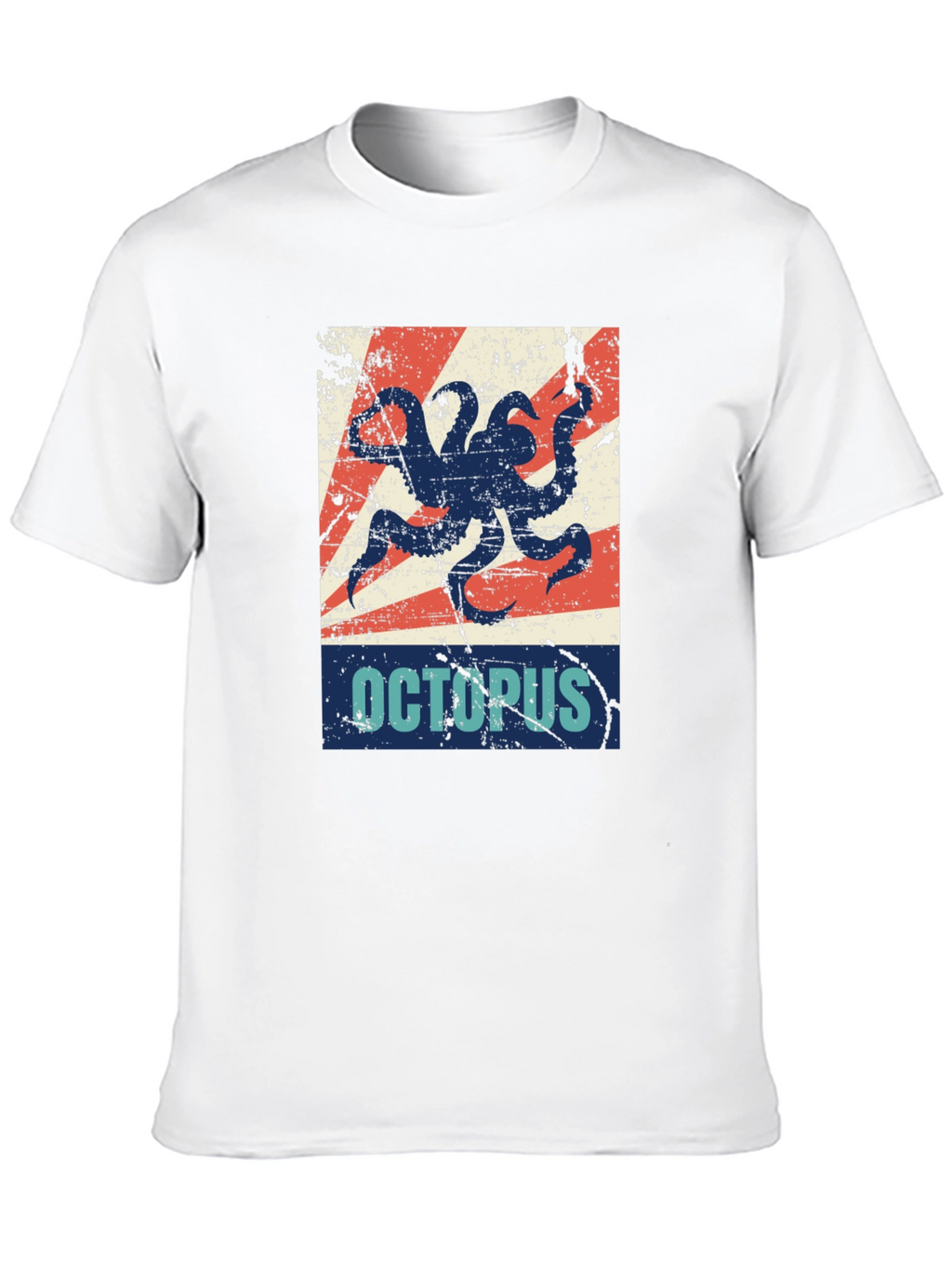 Distressed Octopus Graphic T-Shirt - Mens Black Tee