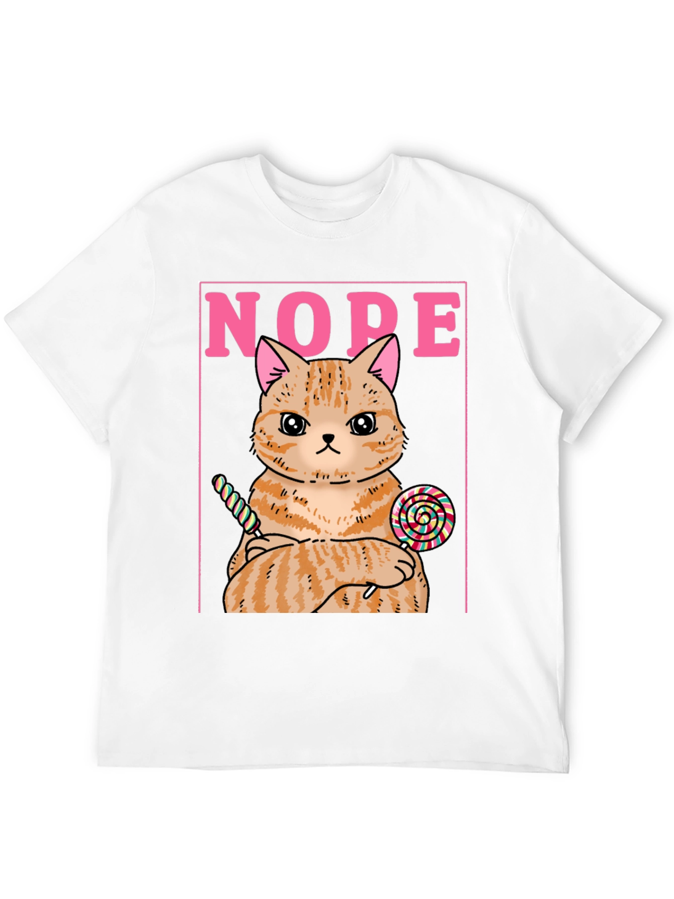 Nope Cat T-Shirt - Funny Kitty with Lollipops Tee