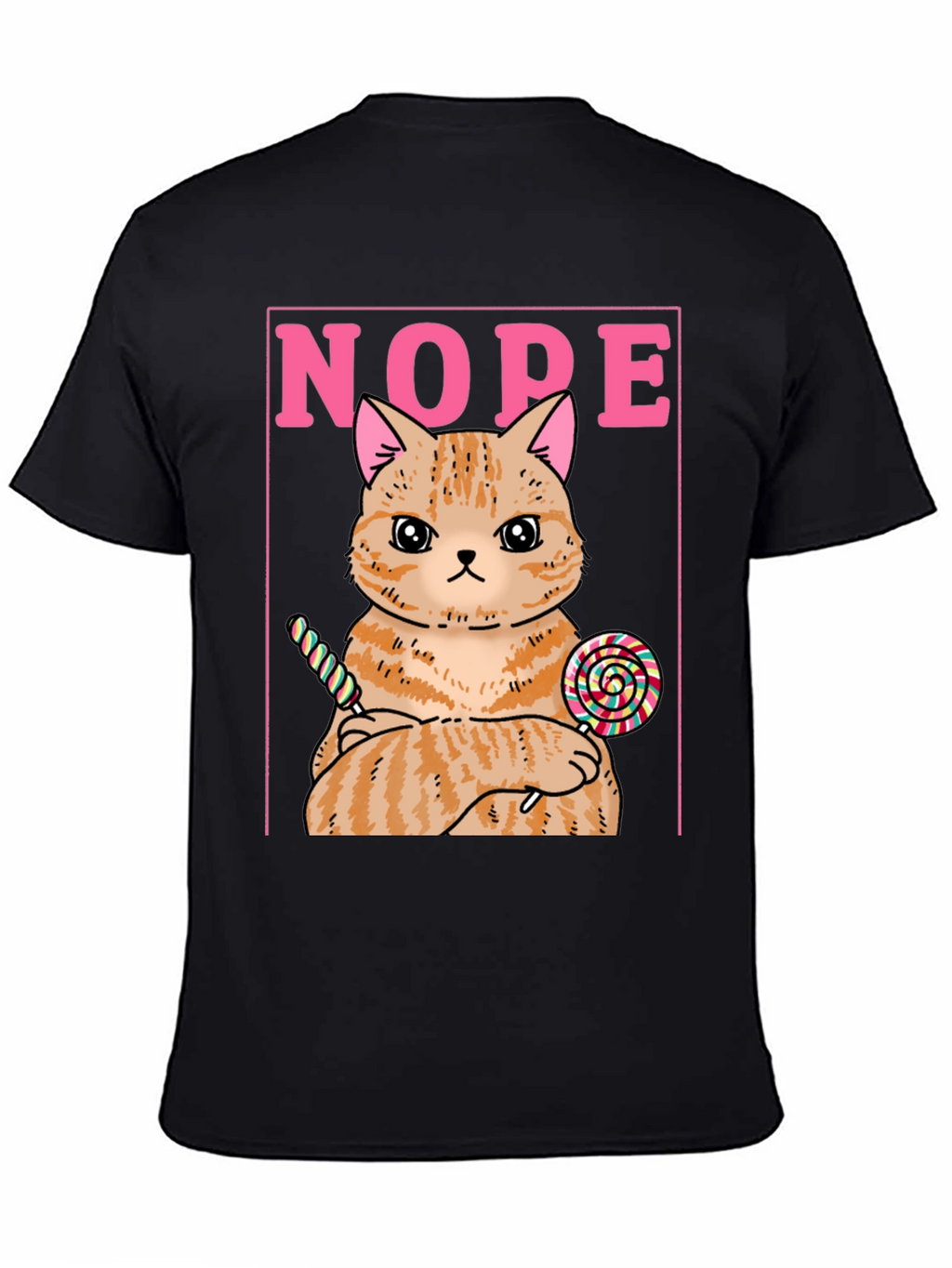 Nope Cat T-Shirt - Funny Kitty with Lollipops Tee