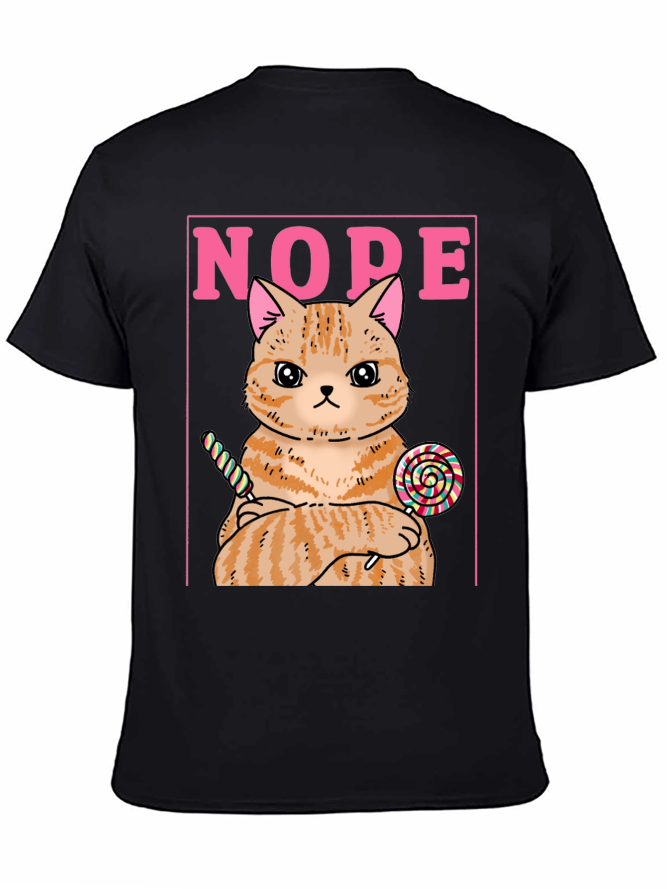 Nope Cat T-Shirt - Funny Kitty with Lollipops Tee