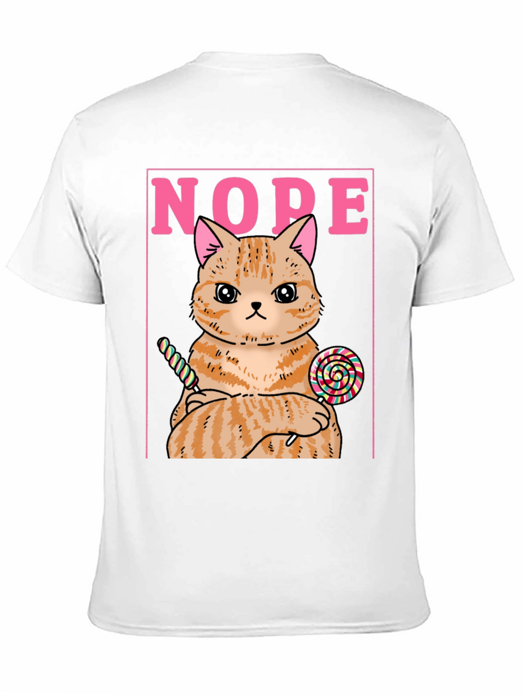 Nope Cat T-Shirt - Funny Kitty with Lollipops Tee