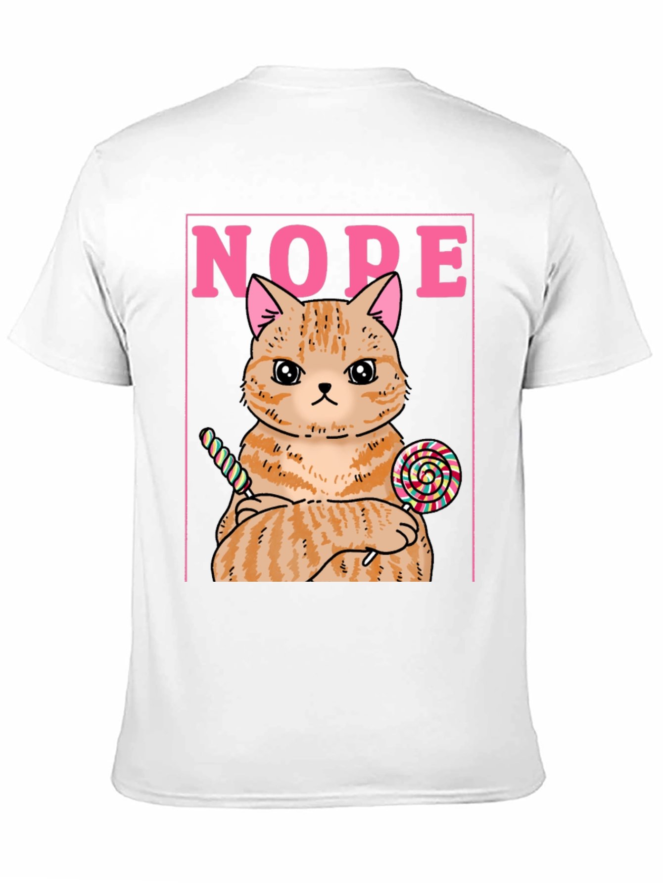 Nope Cat T-Shirt - Funny Kitty with Lollipops Tee