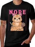 Nope Cat T-Shirt - Funny Kitty with Lollipops Tee