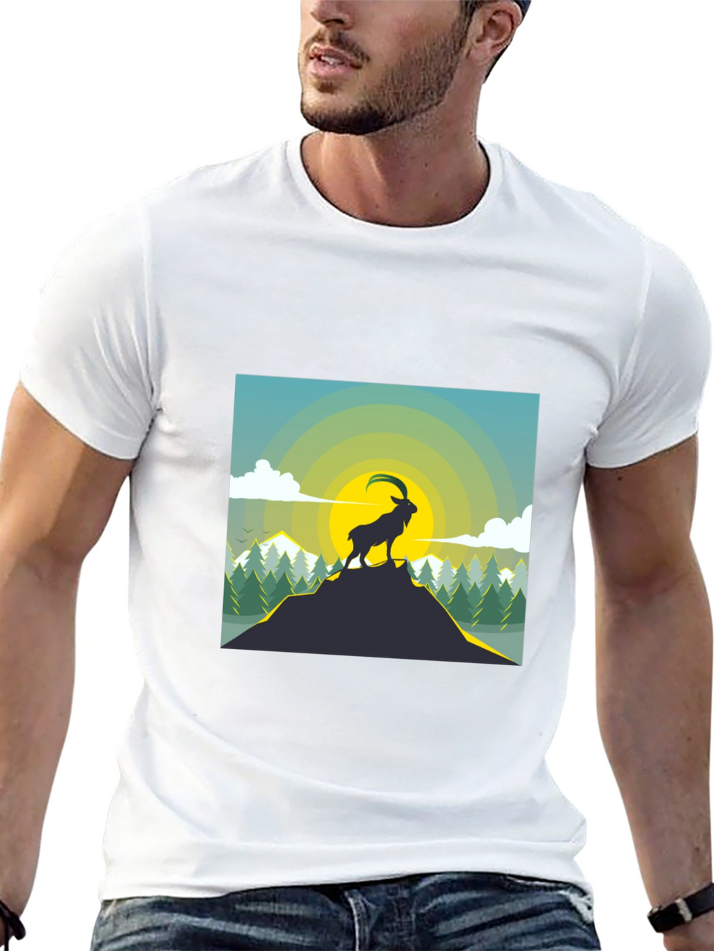 Mountain Goat Graphic T-Shirt - Black