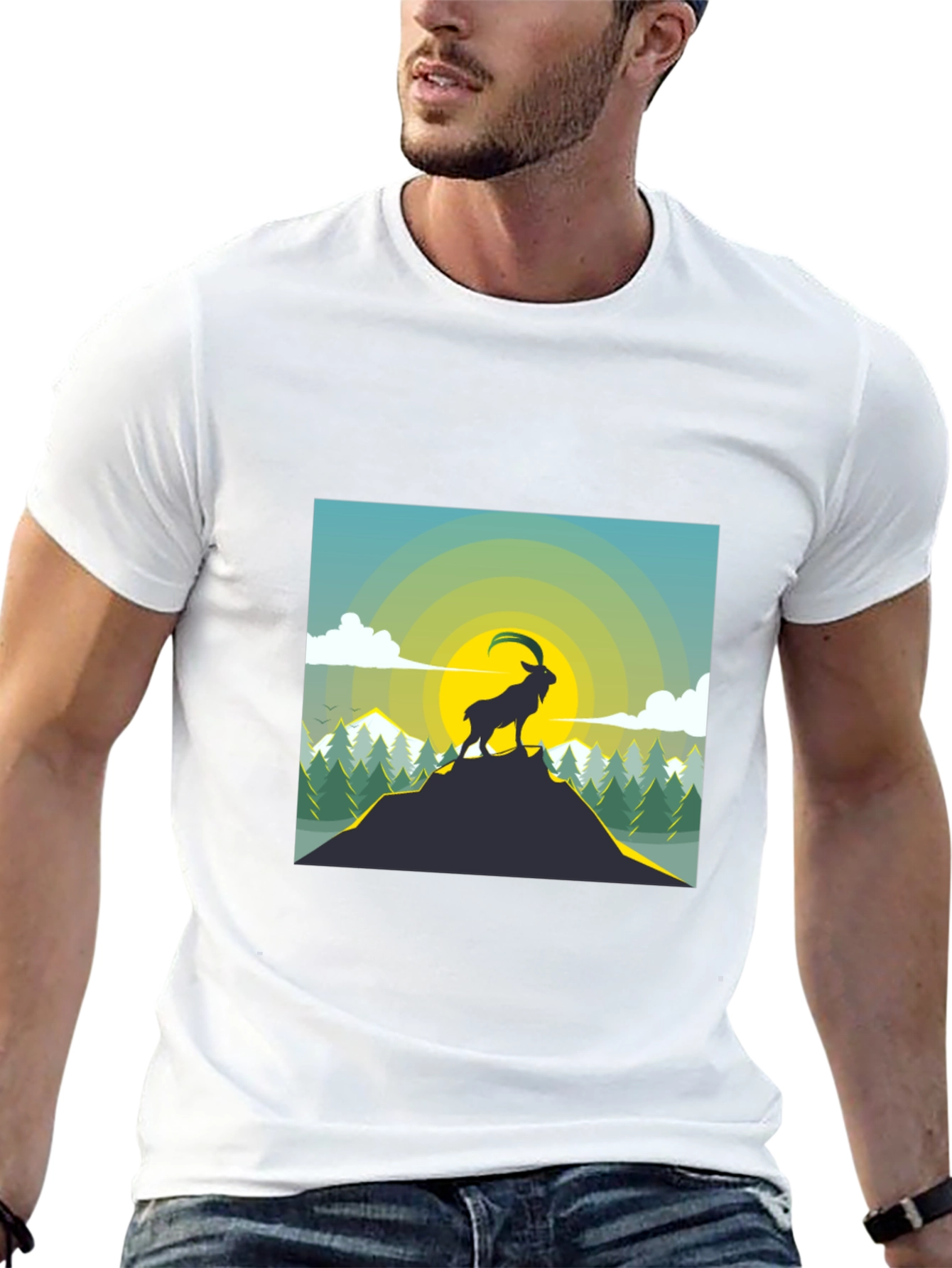 Mountain Goat Graphic T-Shirt - Black