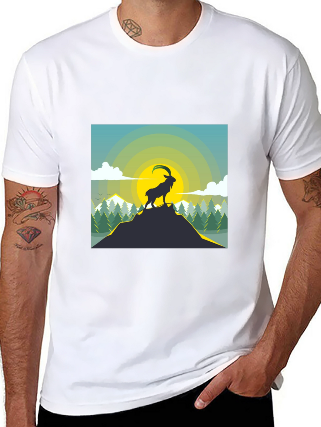 Mountain Goat Graphic T-Shirt - Black