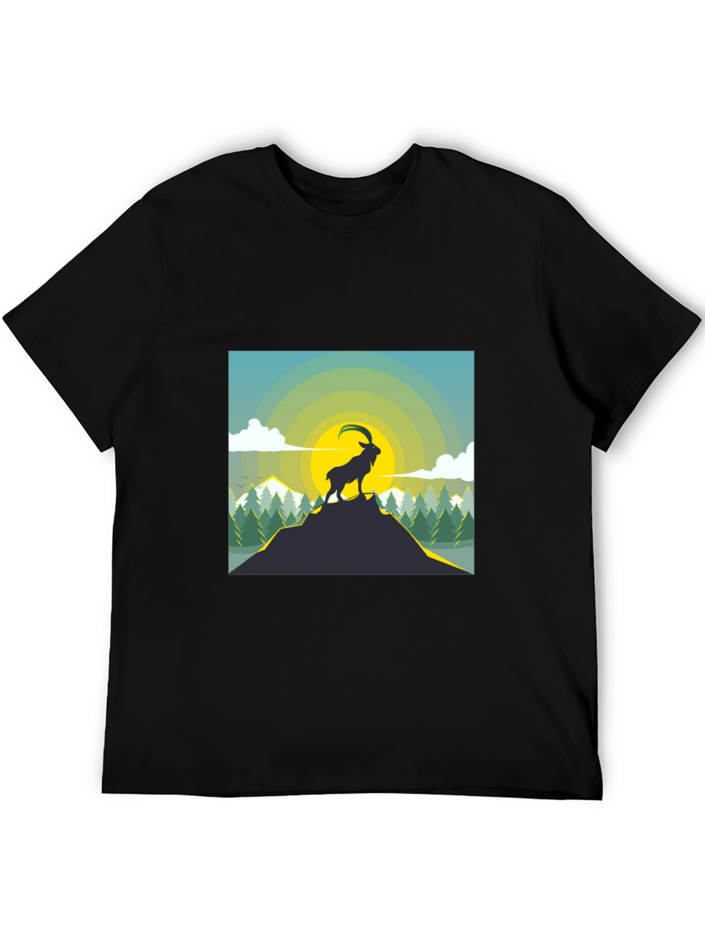 Mountain Goat Graphic T-Shirt - Black