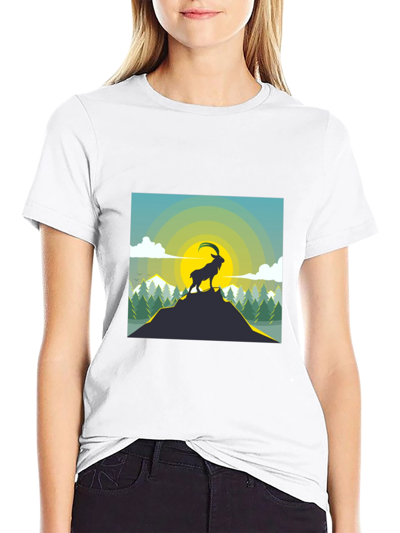 Mountain Goat Graphic T-Shirt - Black