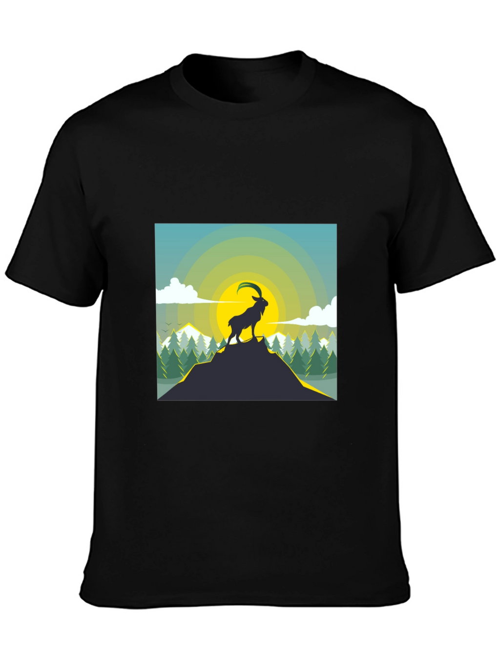Mountain Goat Graphic T-Shirt - Black
