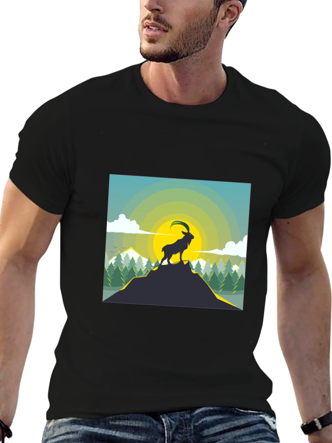 Mountain Goat Graphic T-Shirt - Black