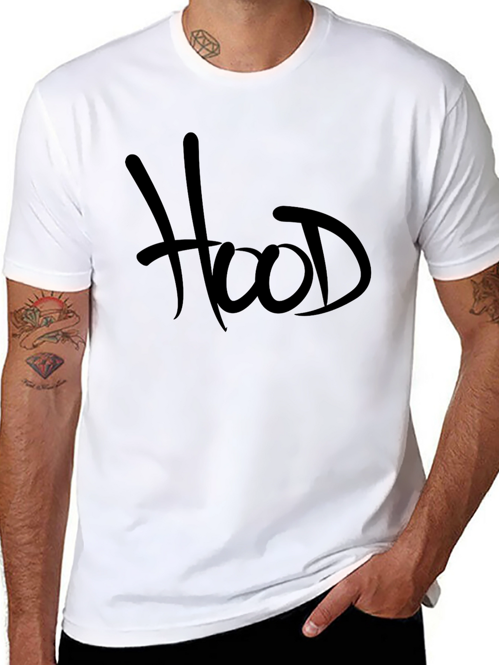 Hood Graphic Tee - Black Casual T-Shirt