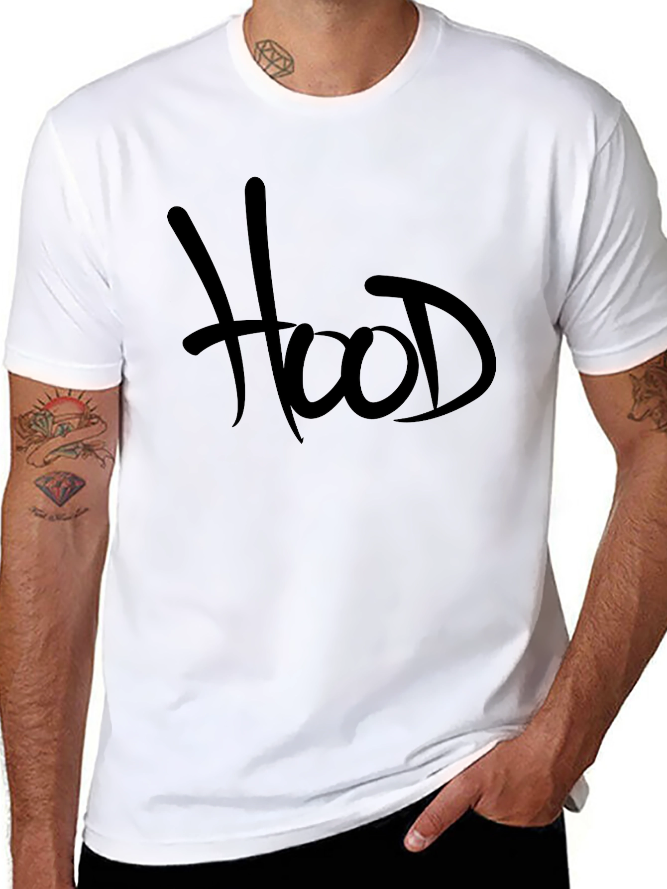 Hood Graphic Tee - Black Casual T-Shirt