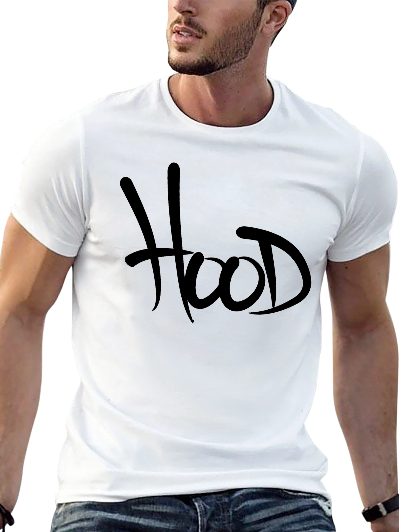 Hood Graphic Tee - Black Casual T-Shirt