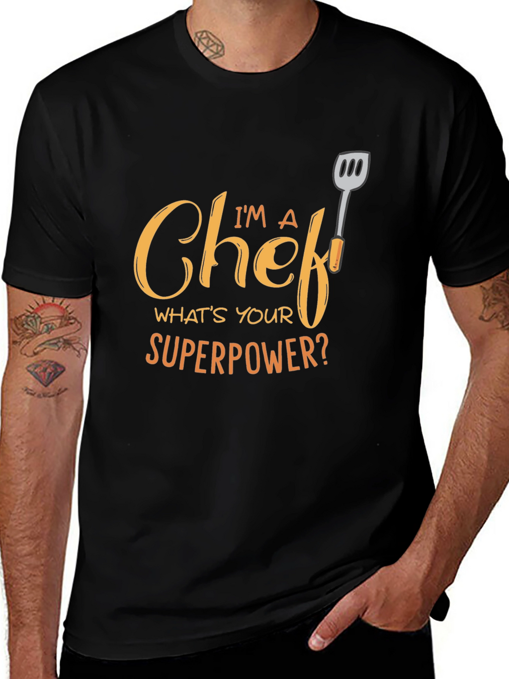 Chef Superpower Graphic Tee - Black Cotton T-Shirt