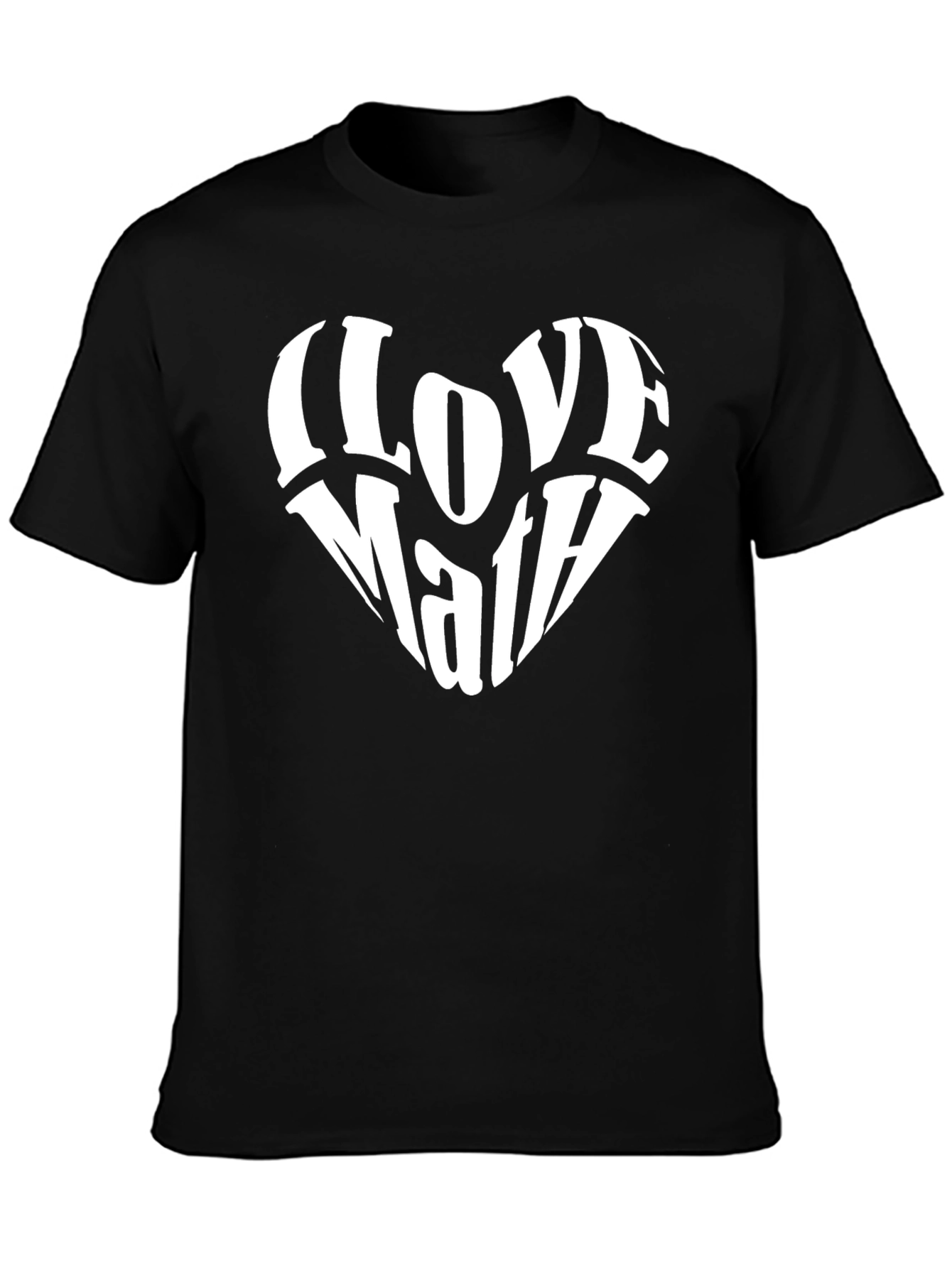I Love Math Heart Graphic Black T-Shirt