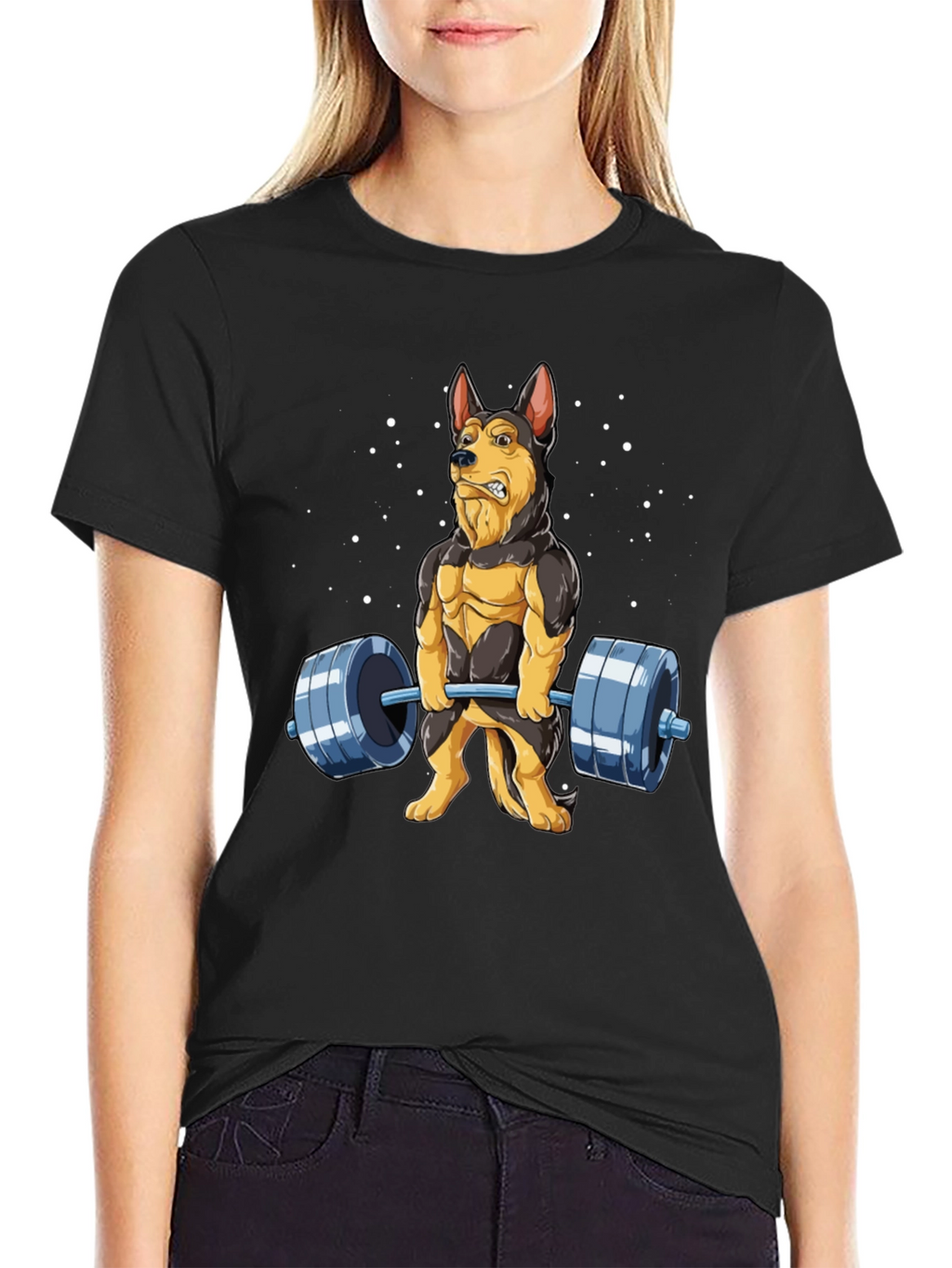Funny Dog Lifting Weights T-Shirt