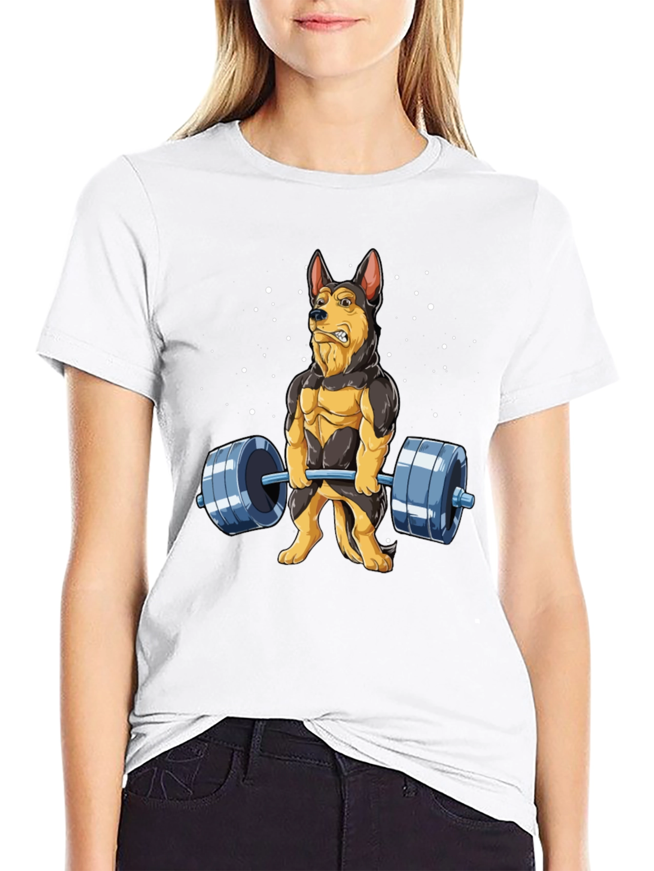 Funny Dog Lifting Weights T-Shirt