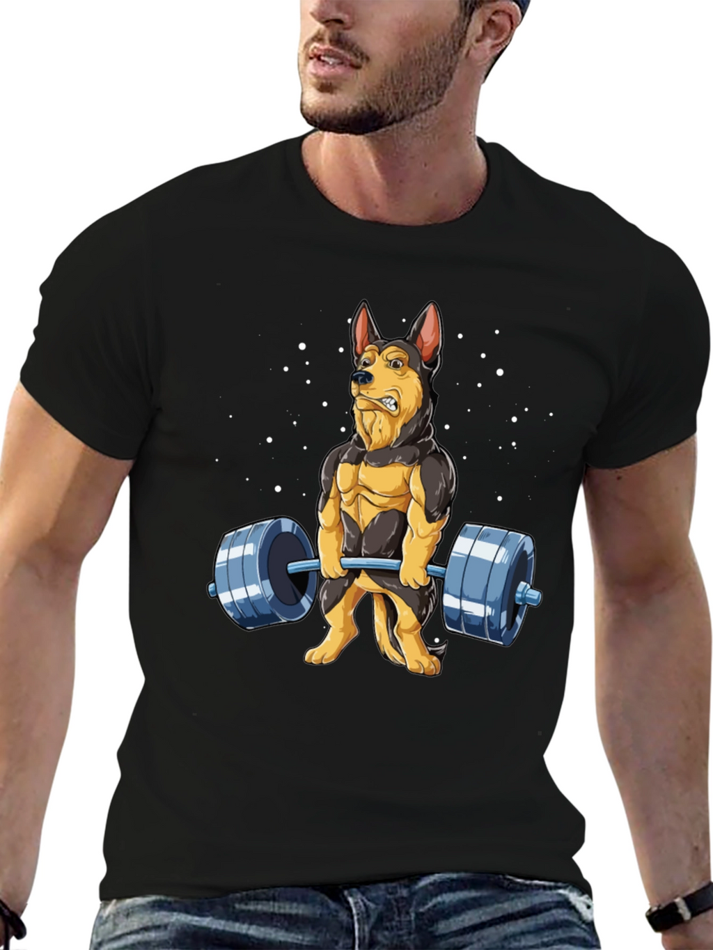 Funny Dog Lifting Weights T-Shirt