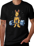 Funny Dog Lifting Weights T-Shirt
