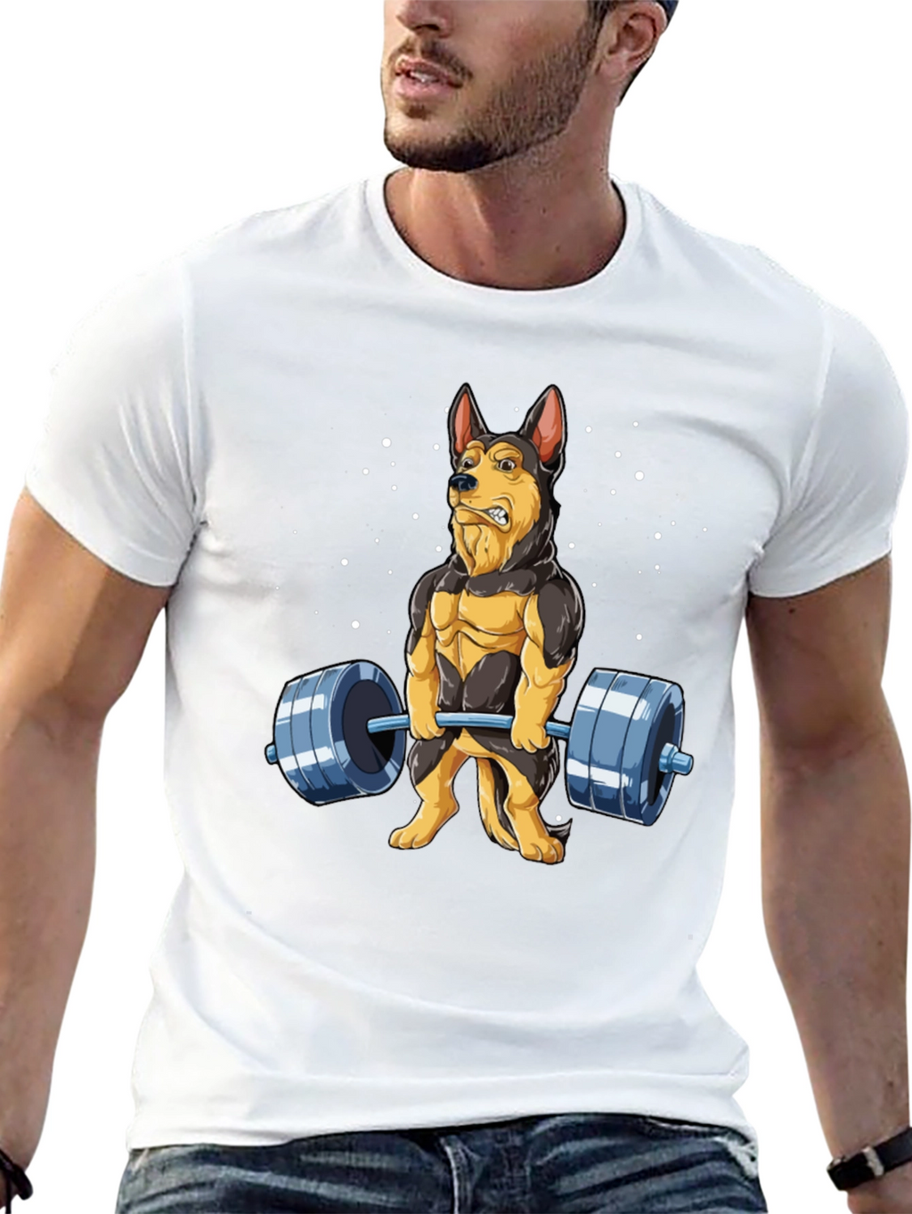 Funny Dog Lifting Weights T-Shirt