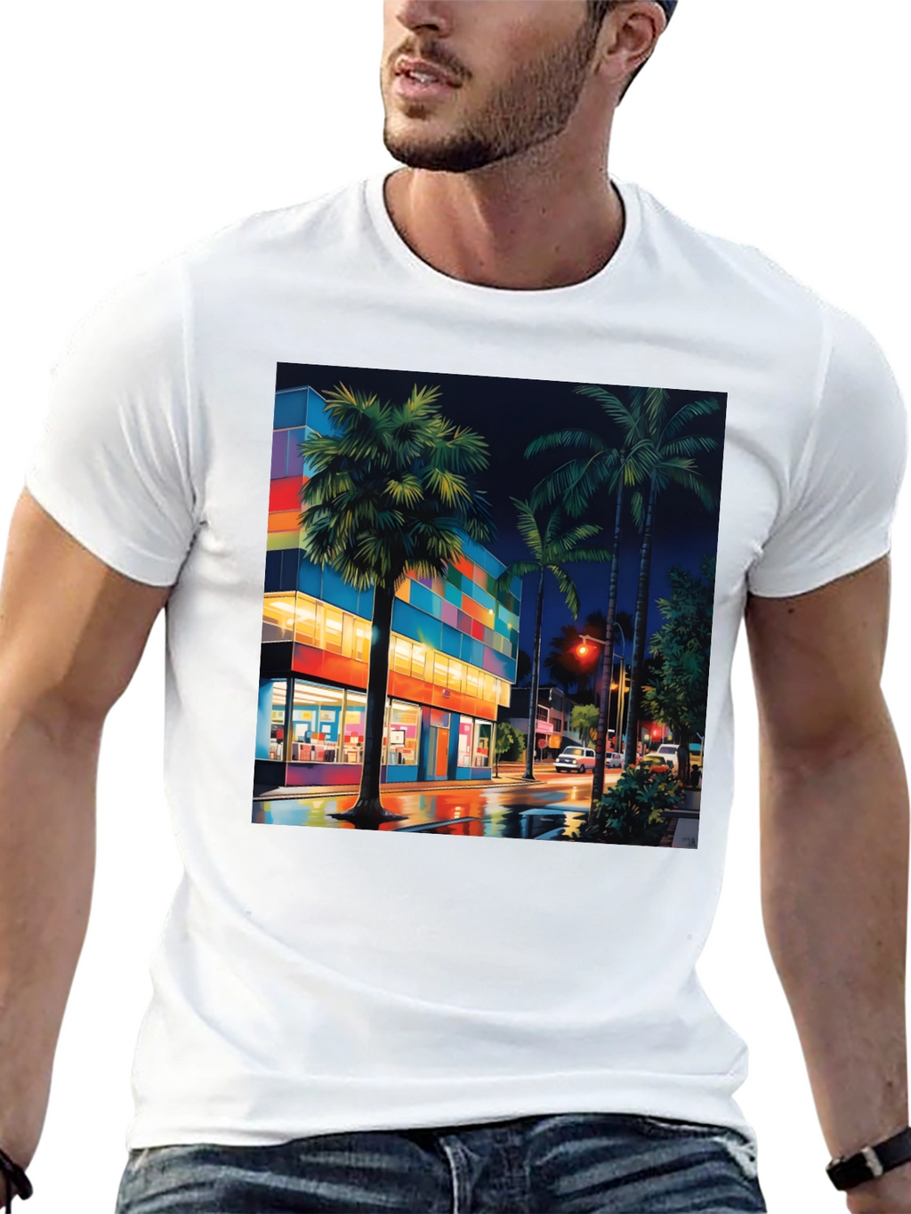 Tropical Night Cityscape T-Shirt