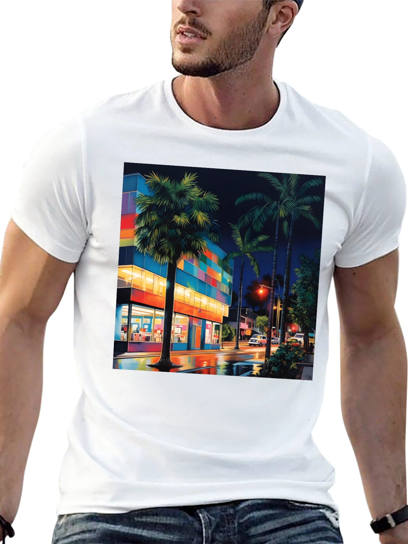 Tropical Night Cityscape T-Shirt