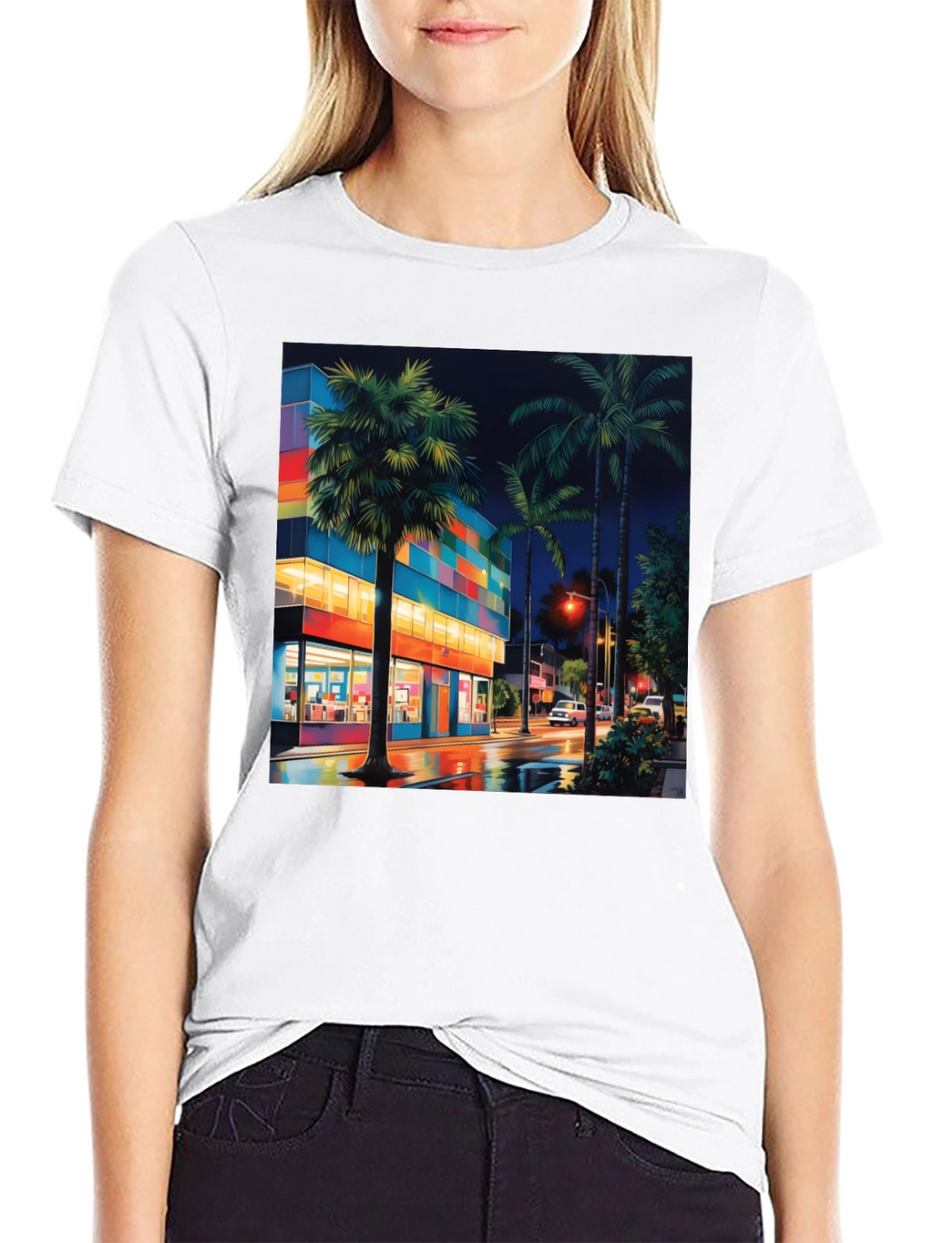 Tropical Night Cityscape T-Shirt