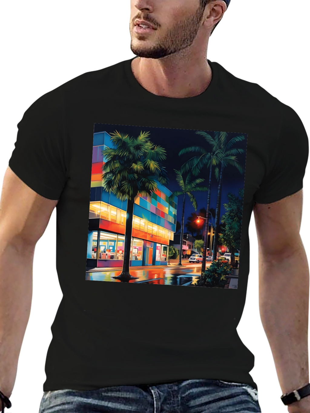 Tropical Night Cityscape T-Shirt