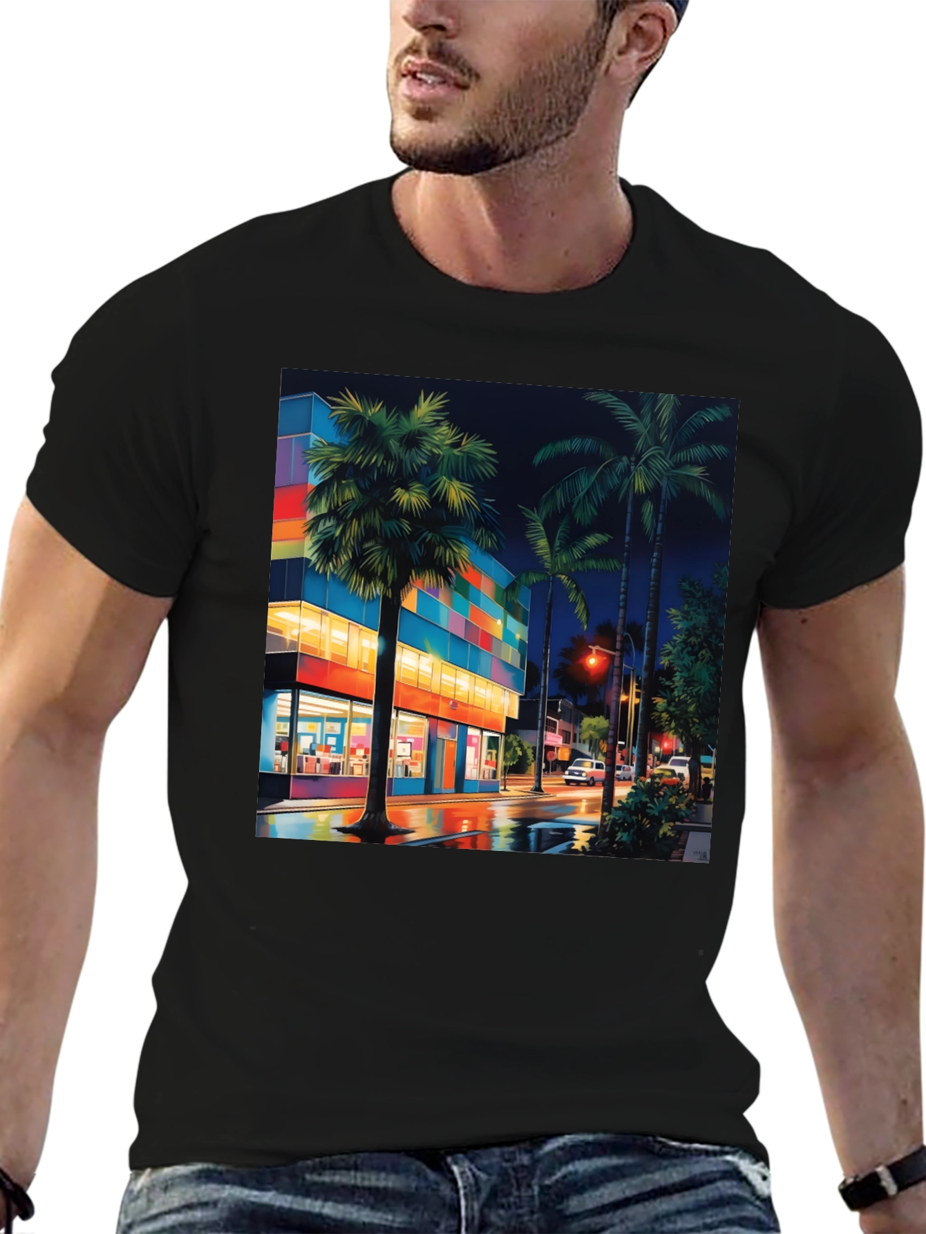 Tropical Night Cityscape T-Shirt