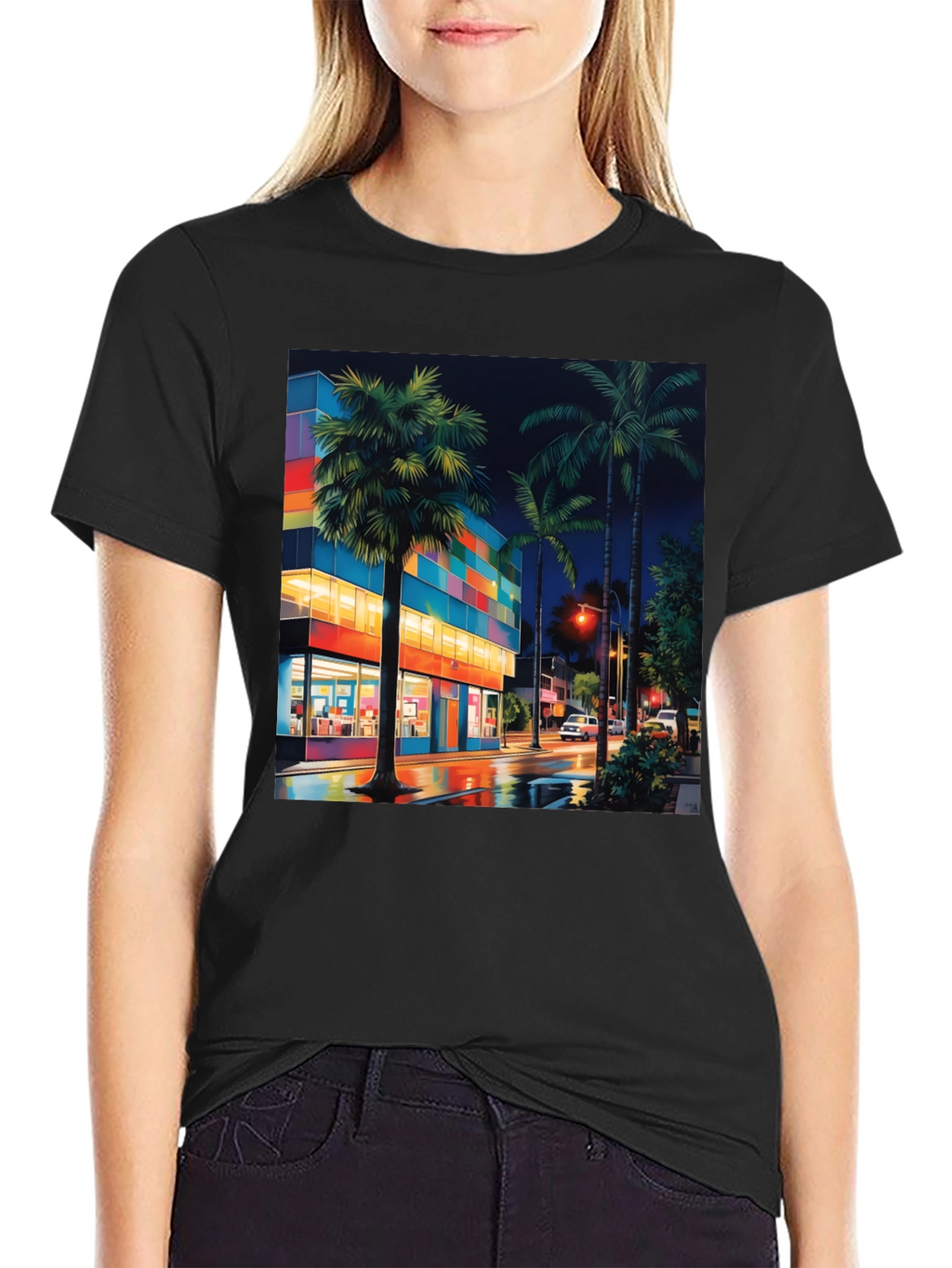 Tropical Night Cityscape T-Shirt