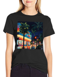 Tropical Night Cityscape T-Shirt