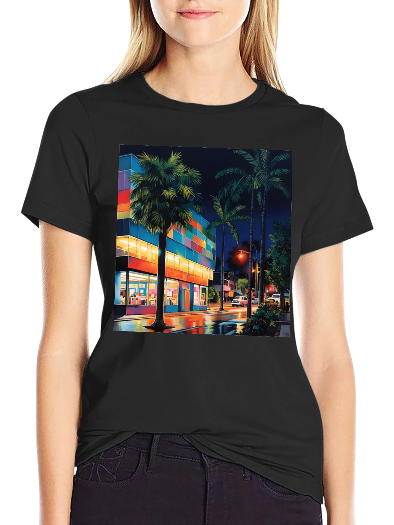 Tropical Night Cityscape T-Shirt