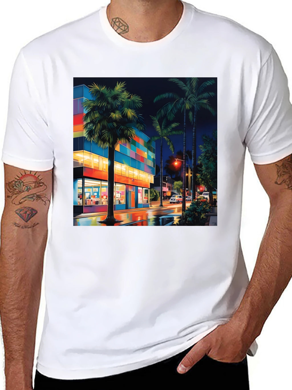 Tropical Night Cityscape T-Shirt