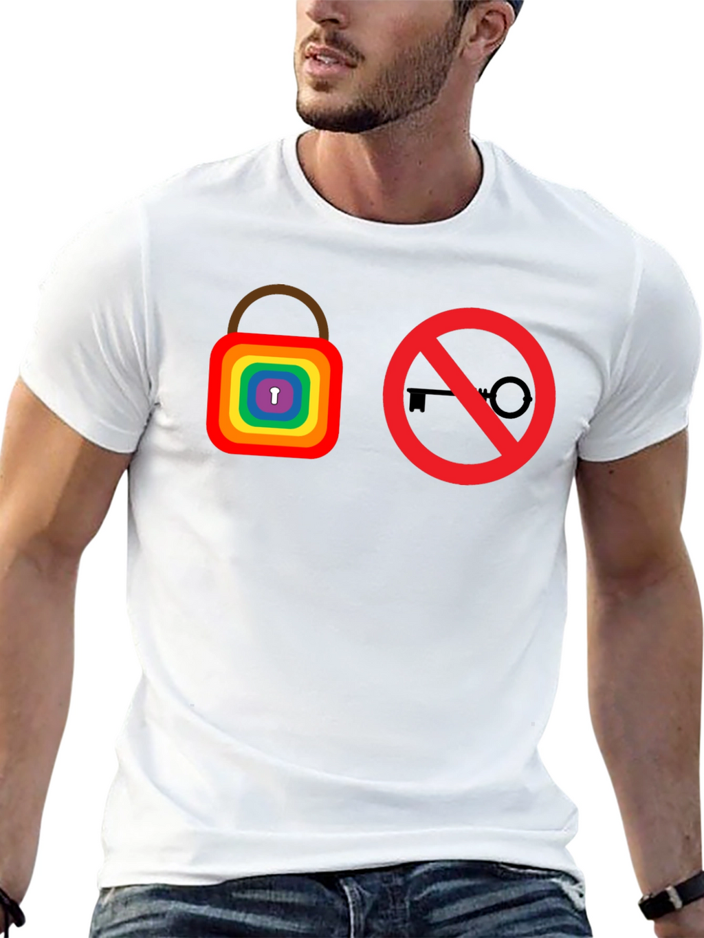 Rainbow Lock No Key T-Shirt - LGBTQ+ Pride