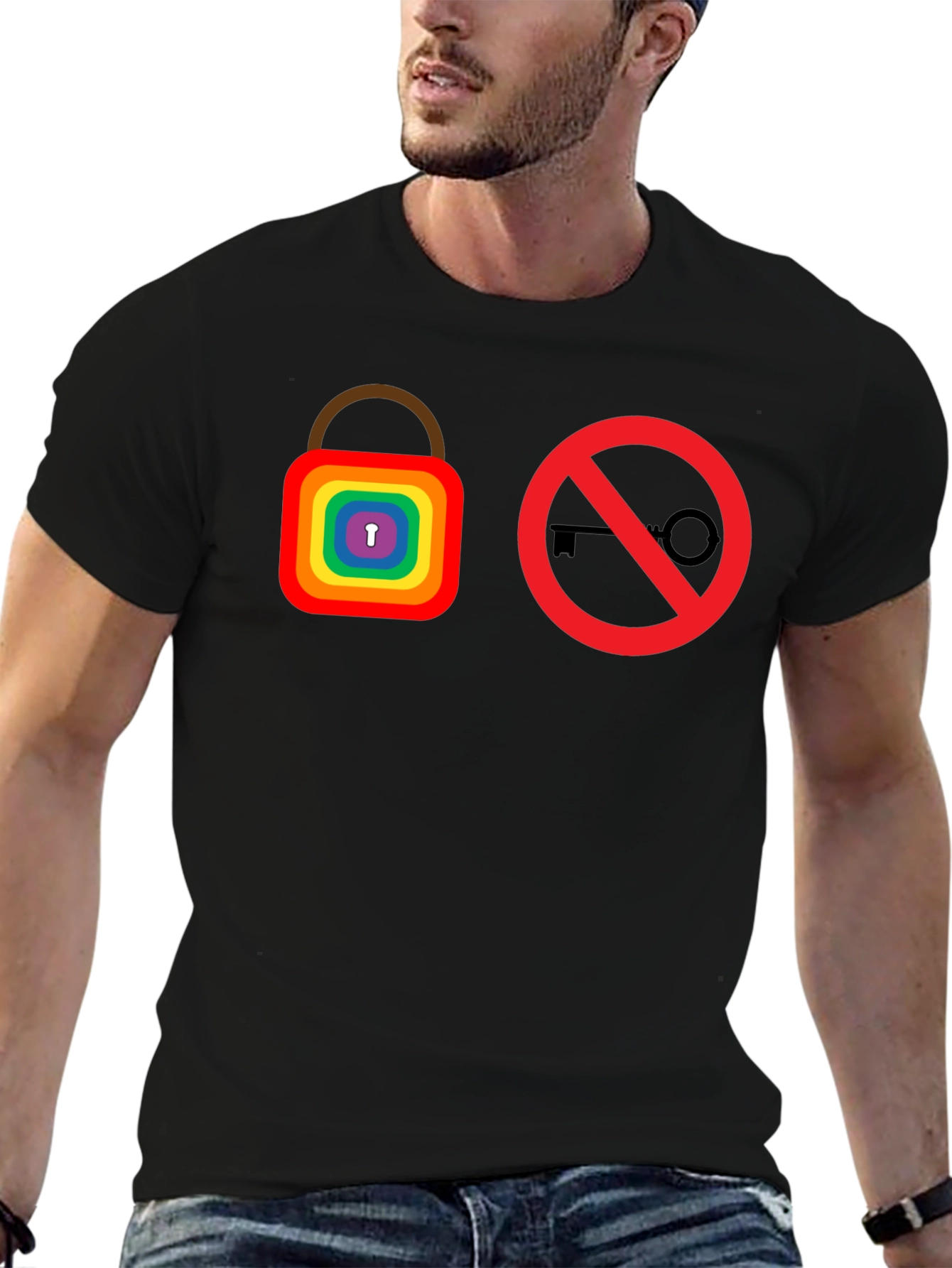 Rainbow Lock No Key T-Shirt - LGBTQ+ Pride