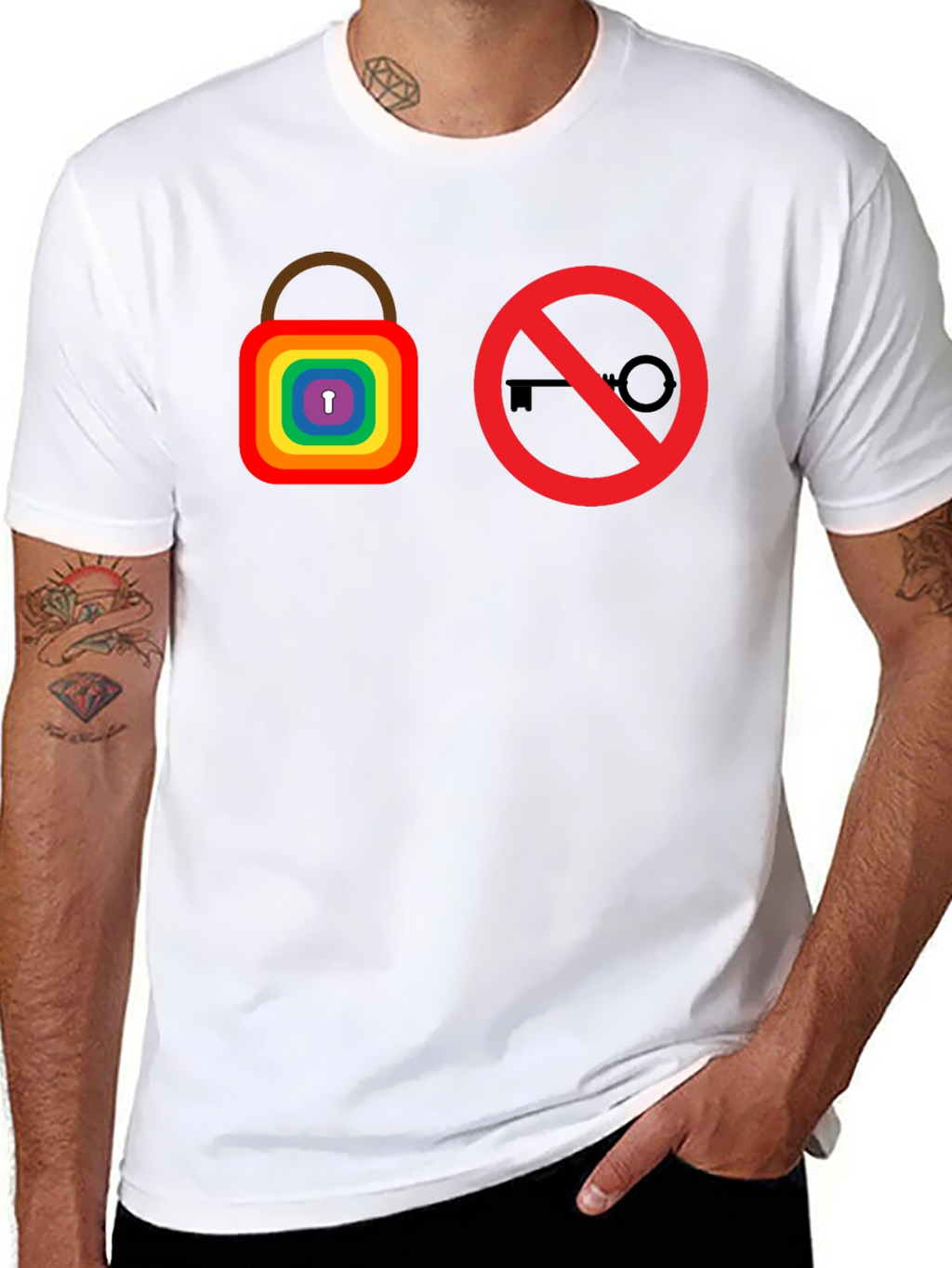 Rainbow Lock No Key T-Shirt - LGBTQ+ Pride